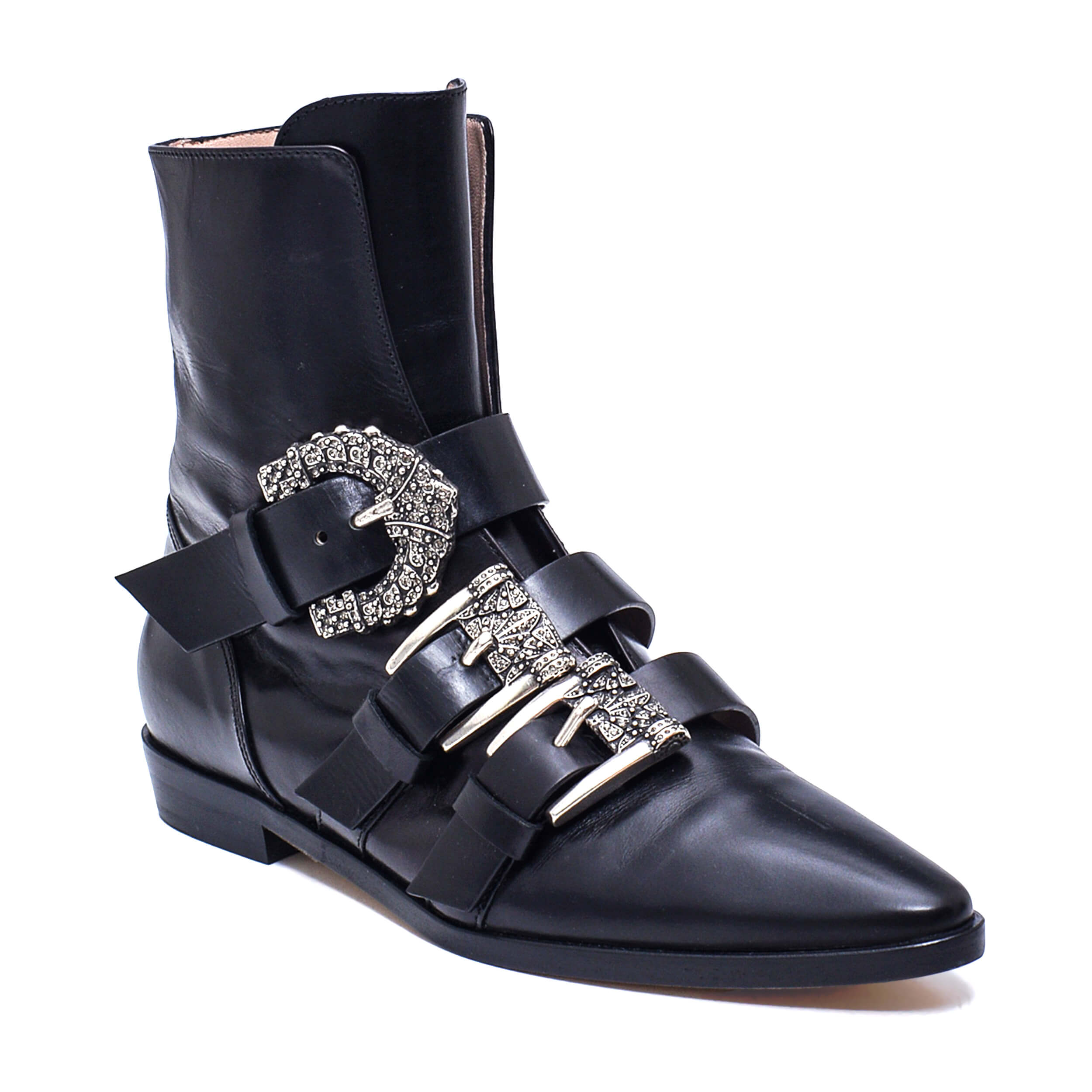 Etro - NEW Black Leather Decorative Side/Buckle Ankle Boots / 38